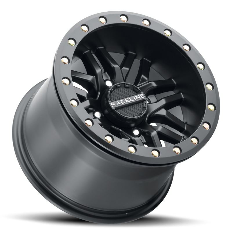 Raceline A91B Ryno 15x7in / 4x156 BP / 10mm Offset / 132.5mm Bore - Satin Black Beadlock Wheel