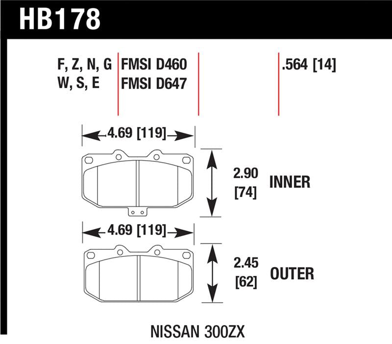Hawk 06-07 WRX / 89-96 Nissan 300ZX / 89-93 Skyline GT-R HPS Street Front Brake Pads