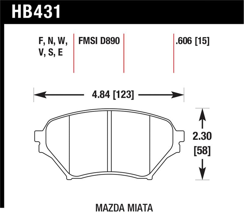 Hawk 01-05 Miata w/ Sport Suspension HP+ Street Front Brake Pads D890