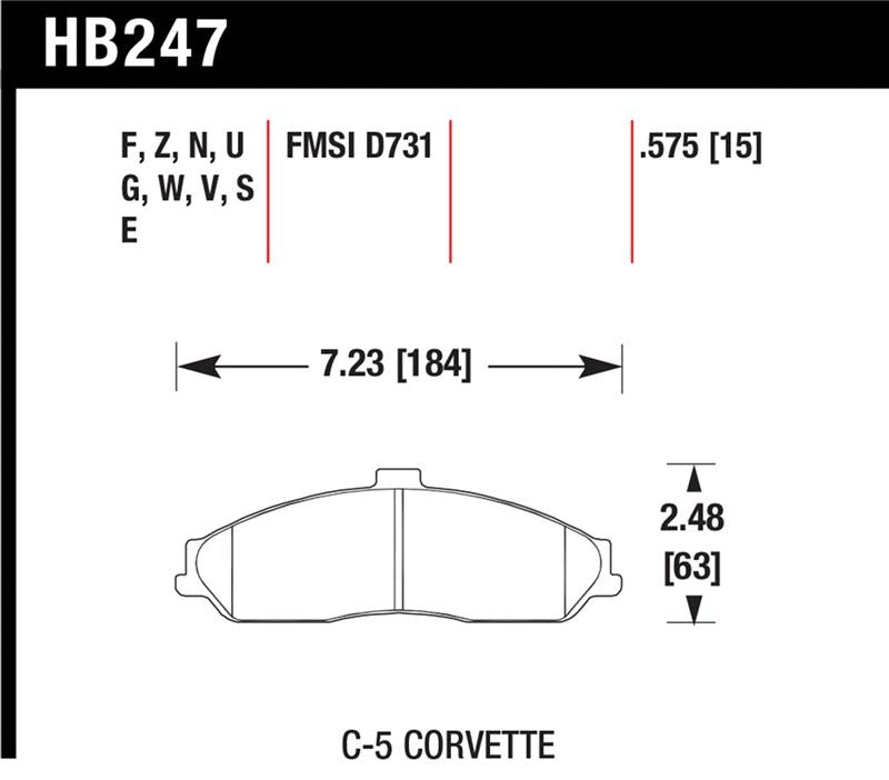 Hawk 97-06 Corvette (incl C5 Z06) HPS Street Front Brake Pads