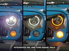 Load image into Gallery viewer, Raxiom 97-18 Jeep Wrangler TJ/JK Axial Halo Headlights w/ DRL Amber Signals- Black Hsng (Clear Lens)