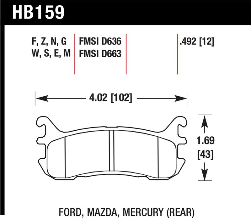 Hawk 94-05 Miata / 01-05 Normal Suspension Blue 9012 Race Rear Brake Pads (D636)
