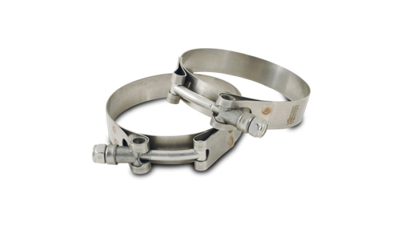 Vibrant SS T-Bolt Clamps Pack of 2 Size Range: 4.75in to 5.10in O.D. For use with 4.5in I.D. coup