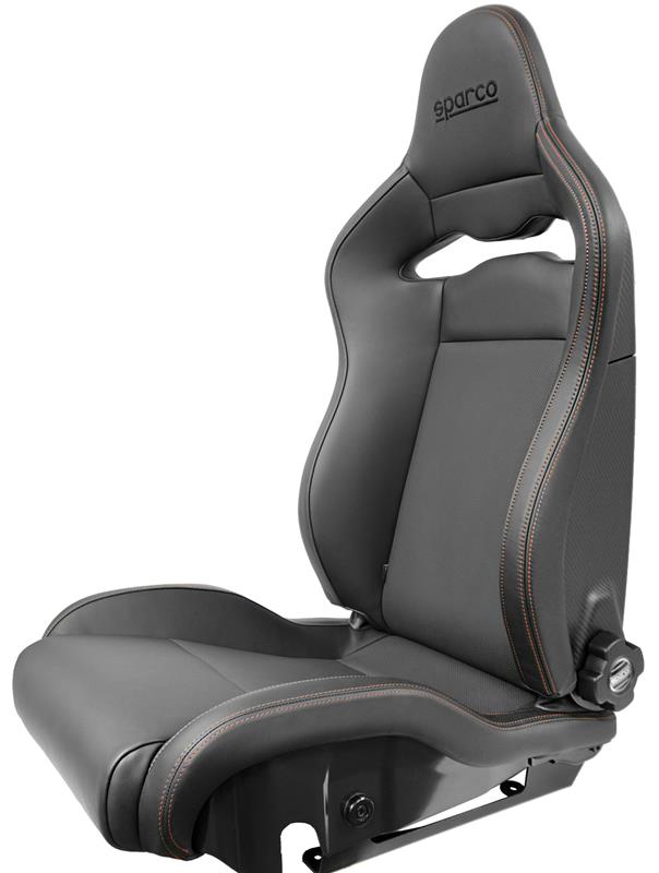 Sparco Seat SPX Special Edition Black/Red w/ Gloss Carbon Shell - Right