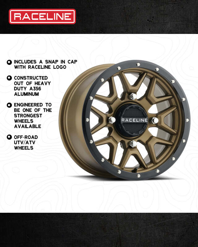 Raceline A94BZ Krank 14x7in / 4x110 BP / 10mm Offset / 83.8mm Bore - Bronze & Black Lip Wheel