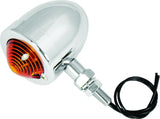 Bikers Choice Chrome Bullet Lite With Amber Lens 2 Inch Diameter Dual Filament Custom Stud Mount