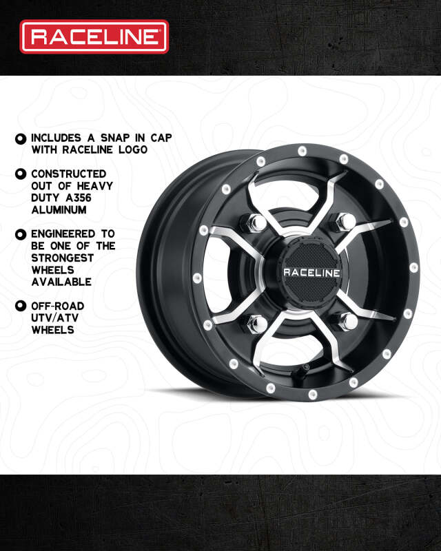 Raceline A77 Mamba 10x5in / 4x156 BP / 18mm Offset / 132.5mm Bore - Black & Machined Wheel