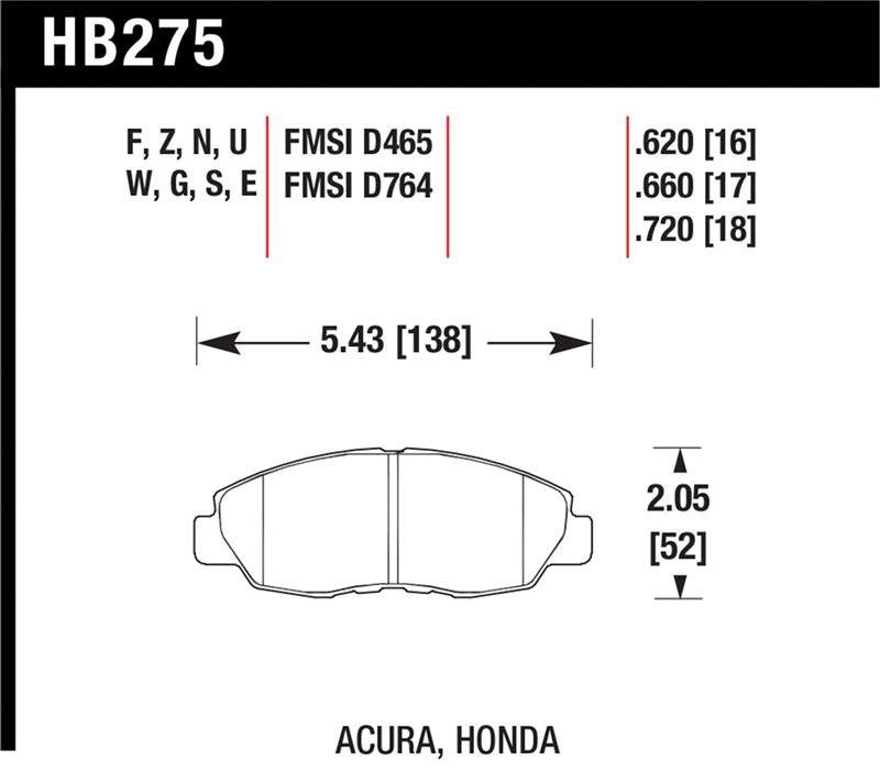 Hawk 98-00 Civic Coupe Si/01-06 Civic DX/EX/GX/HX/LX (Non Hatchback) HPS Street Front Brake Pads
