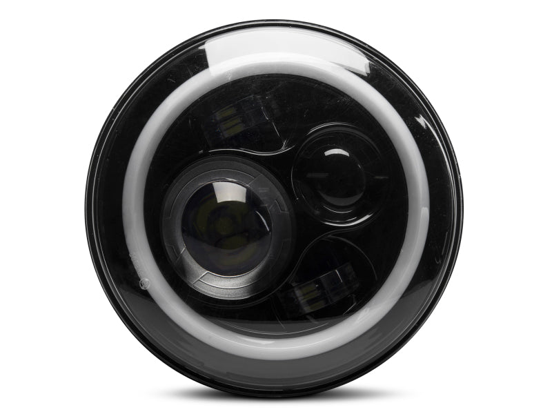 Raxiom 97-18 Jeep Wrangler TJ/JK Axial Halo Headlights w/ DRL Amber Signals- Black Hsng (Clear Lens)
