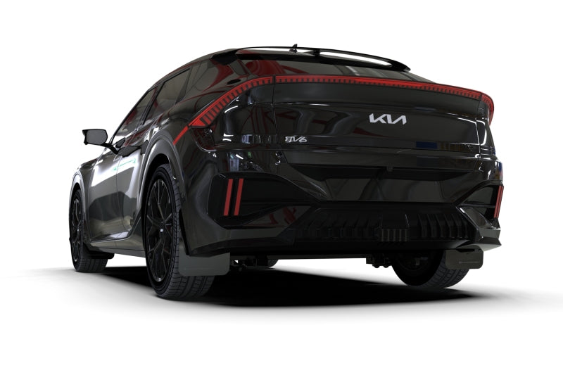 Rally Armor 25-26 Kia EV6 Base Light/GT/GT-Line Black Mud Flap - White Logo