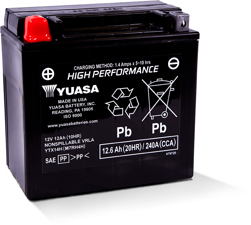 Yuasa YTX14H Maintenance Free AGM 12-Volt Battery