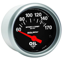 Load image into Gallery viewer, Autometer Sport-Comp 52mm 60-170 Degree Short Sweep Electronic Oil Temperature Gauge