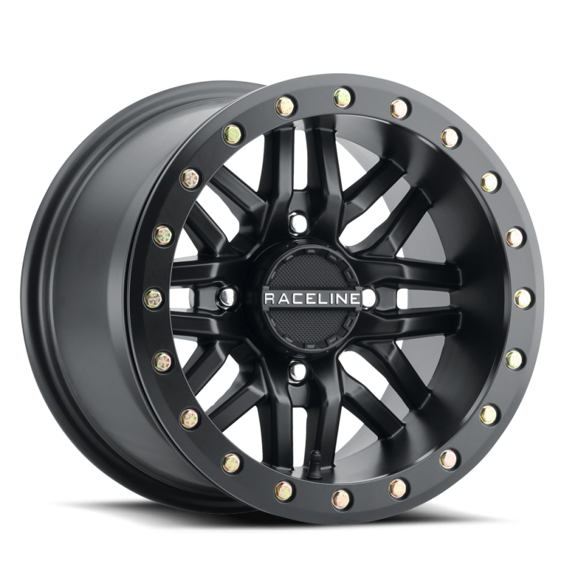 Raceline A91B Ryno 15x7in / 4x156 BP / 10mm Offset / 132.5mm Bore - Satin Black Beadlock Wheel