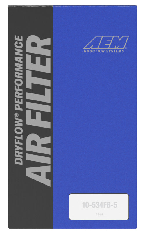 AEM Dryflow Air Filter - Round Tapered 5in Top OD x 6 Base OD x 5.563in H x 3in Flange ID