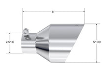Load image into Gallery viewer, MBRP T304 SS Tip 2.5in ID, 5in OD Out, 8in Length, Angle Cut, Dual Wall