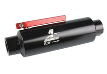 Load image into Gallery viewer, Aeromotive In-Line AN-12 Filter w/Shutoff Valve 100 Micron SS Element - Black Anodize Finish