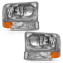 Load image into Gallery viewer, ANZO 2000-2004 Ford Excursion Crystal Headlight w/ Corner Light Chrome Amber (w/o Bulb)