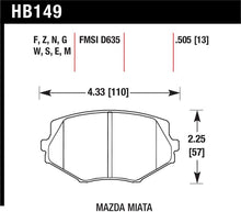 Load image into Gallery viewer, Hawk 94-05 Miata (01-05 Normal Suspension) Blue 9012  Race Front Brake Pads D635