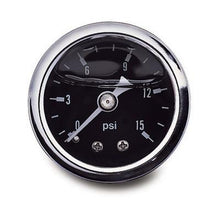 Load image into Gallery viewer, Russell Performance 100 psi fuel pressure gauge black face chrome case (Liquid-filled)
