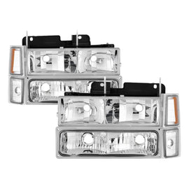 xTune Chevy Suburban 94-98 Headlights w/ Corner & Parking Lights 8pcs Chrome HD-JH-CCK88-AM-C-SET