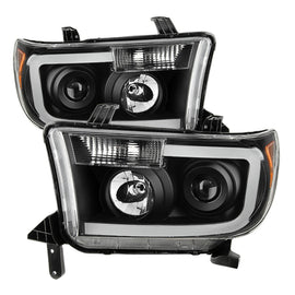 xTune Toyota Tundra 07-13 LED Light Bar Projector Headlights Black PRO-JH-TTU07-LED-BK