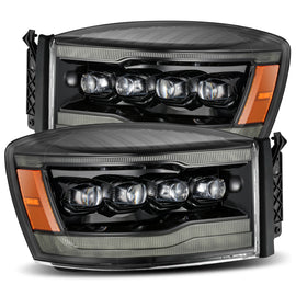 AlphaRex 06-08 Ram 1500HD NOVA LED Proj Headlights Plank Style Alpha Blk w/Seq Signal/DRL/Amber LED