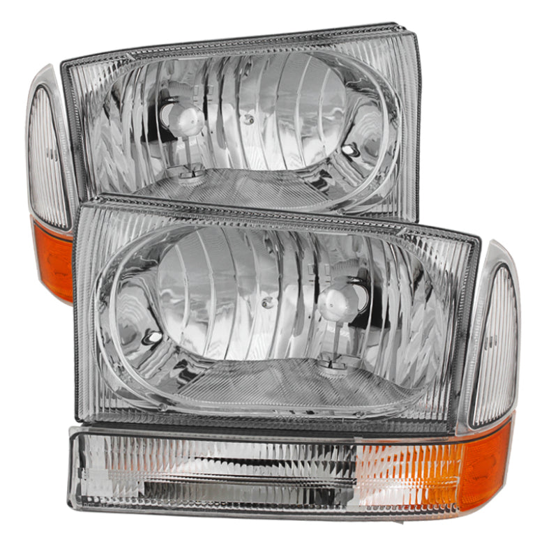 xTune Ford F250/350/450 Superduty 99-04 Crystal Headlights w/ Bumper Lights HD-JH-FF25099-AM-C