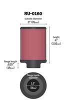 Load image into Gallery viewer, K&amp;N Universal Rubber Filter 1 1/2in FLG 3in OD 4in Height