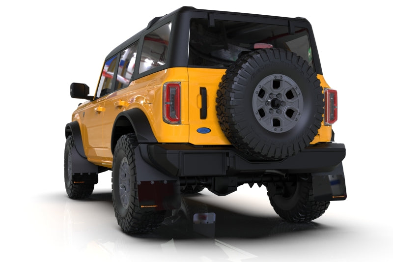 Rally Armor 21-25 Ford Bronco (Steel Bmpr + RR- NO Rptr/Sprt) Blk Mud Flap w/Cy Orange Logo