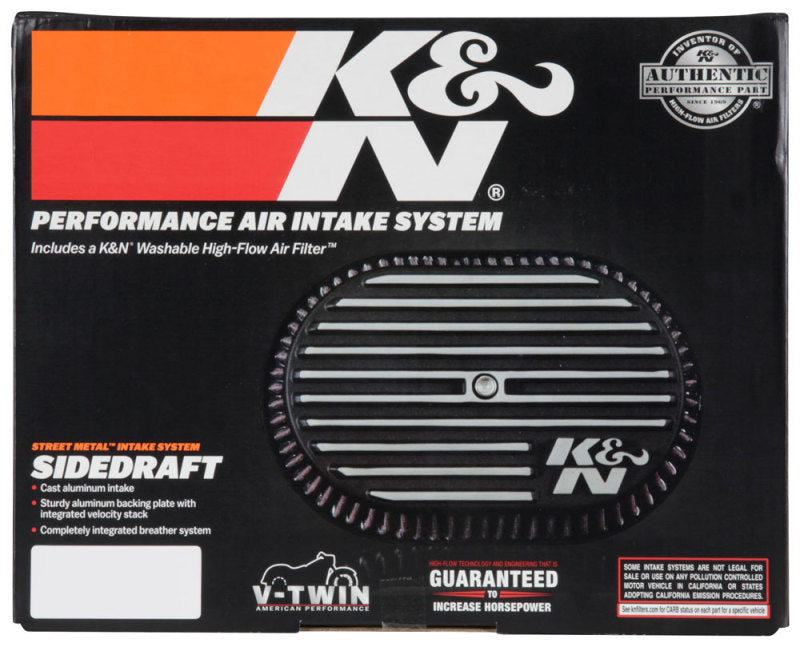 K&N Street Metal Intake System for 02-06 Harley-Davidson Road King F/I 88cl Side Draft Dyna/Softail