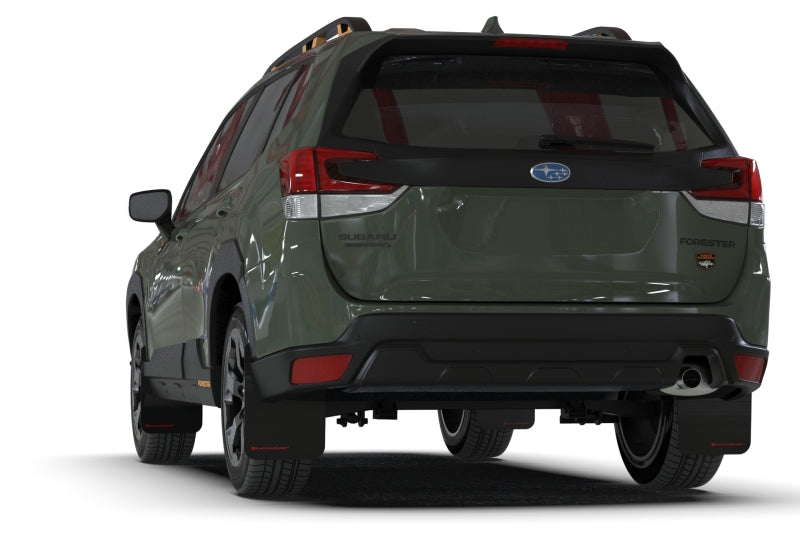 Rally Armor 22-24 Subaru Forester &amp; Wilderness Black UR Mud Flap w/Wild Orange Logo