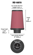 Load image into Gallery viewer, K&amp;N Universal Rubber Filter 4inch FLG / 6inch OD-B / 4-5/8inch OD-T / 9inch H