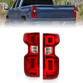 ANZO 19-21 Chevy Silverado Full LED Taillights Chrome Housing Red/Clear Lens G2 (w/C light Bars)