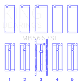 King Engine Bearings Mini W10B16A/W11B16A Silicon Bi-Metal Aluminum Main Bearing Set - Size STD