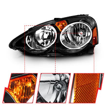 Load image into Gallery viewer, ANZO 2002-2004 Acura RSX Crystal Headlights Black