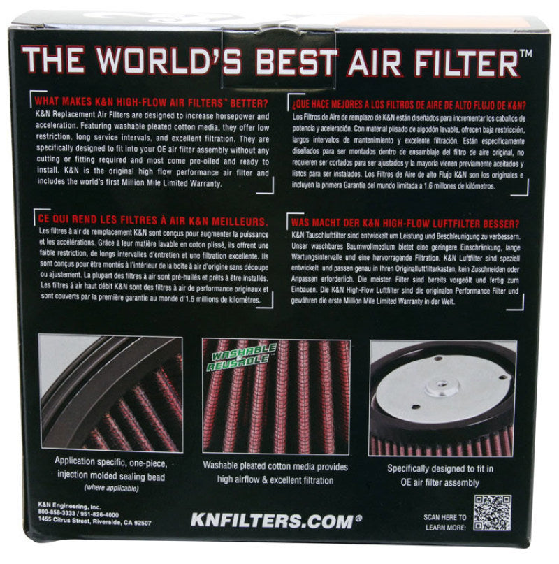 K&N Replacement Air Filter 1.625in H for Harley-Davidson